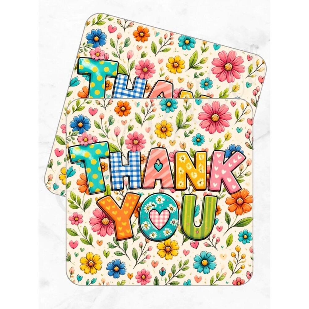 60 Pack Floral Square Shaped Thank You Cards